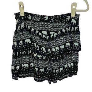 Bethany Mota  Medium Tiered Ruffle Elephant Skirt Black and White A-line Side Zi